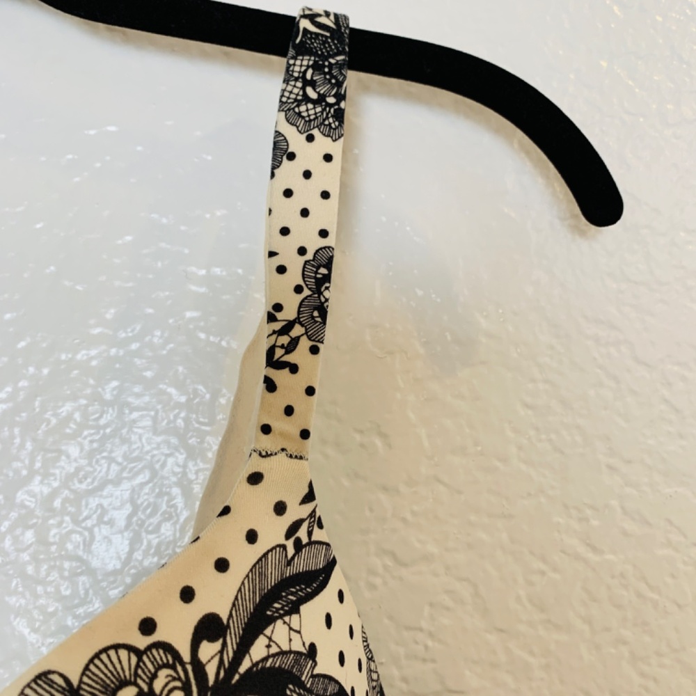 Soma Full Coverage Shaping Bra 34B Black Cream Floral Dots Underwire Padded - Picture 6 of 11